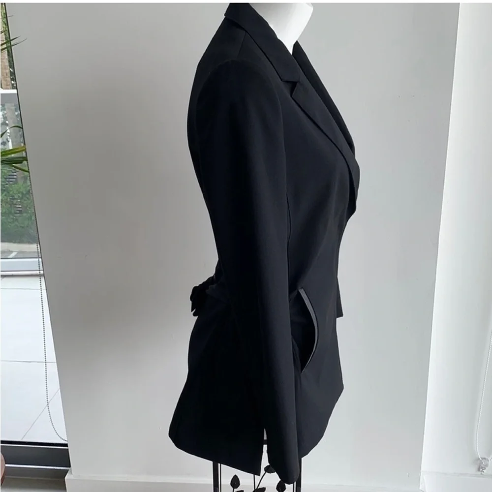 D’deMoo black women’s tuxedo jacket blazer, zipper closure, size S - Picture 10 of 16